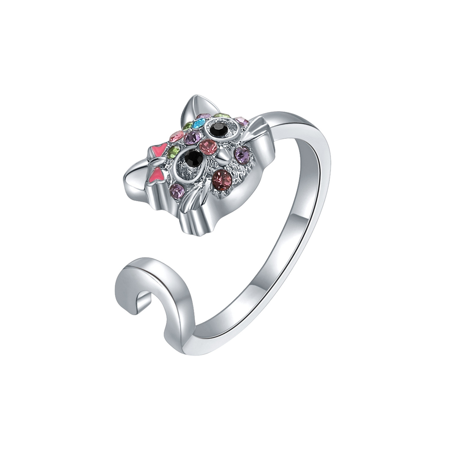 thumbnail image 2 of Fashion Cat Ring Colorido Animal Cat Anillo Ajustable Abierto, 2 of 2